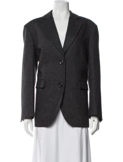 Pre-owned Les Coyotes De Paris Wool Plaid Print Blazer W/ Tags In Gray