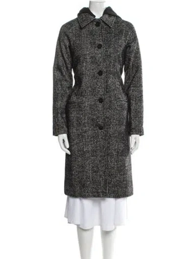 Pre-owned Les Coyotes De Paris Wool Tweed Pattern Faux Fur Coat In Multi
