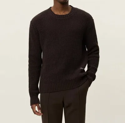 Les Deux Alvin Waffle Crewneck Knit Sweater In Delicioso In Brown