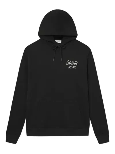 Les Deux Apple-print Cotton Hoodie In Black