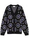 Les Deux Aro Intarsia Knitted Cardigan In Black