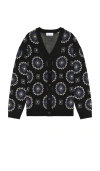 Les Deux Aro Intarsia Knitted Cardigan In Black