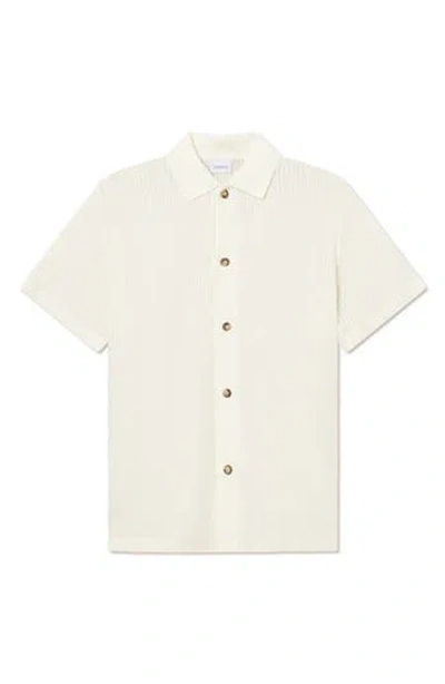 Les Deux Axel Pointelle Short Sleeve Organic Cotton Button-up Shirt In Gray