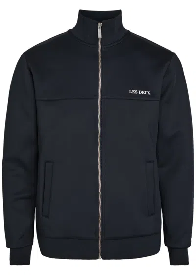 Les Deux Ballier Logo-print Jersey Track Jacket In Blue