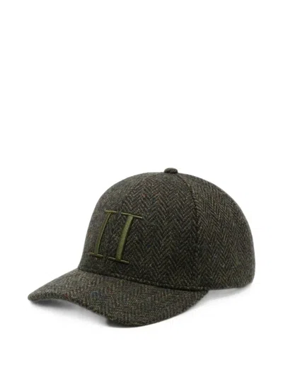 Les Deux Herringbone-pattern Embroidered-logo Baseball Cap In Green
