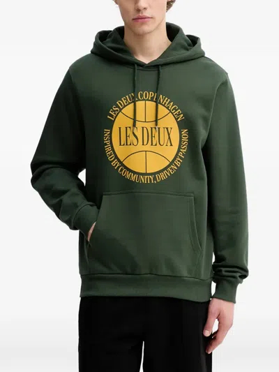 Les Deux Ben Basketball Print Hoodie In Green