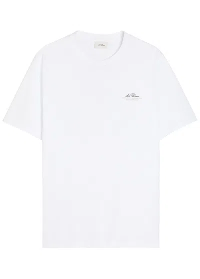Les Deux Ben Globe Logo-print Cotton T-shirt In White