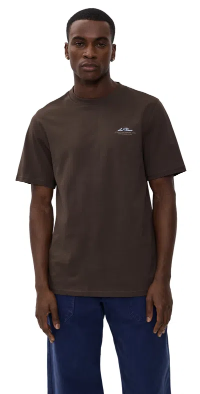 Les Deux Ben Globe T Shirt Turkish Coffee Brown In Black