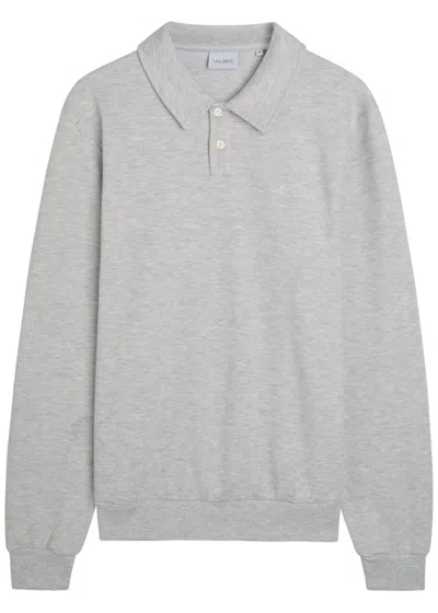 Les Deux Ben Melange Cotton-blend Polo Jumper In Gray