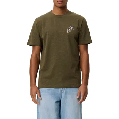 Les Deux Ben Troy Organic Cotton Graphic T-shirt In Green