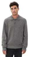 Les Deux Billy Mouliné Knitted Polo Black In Gray