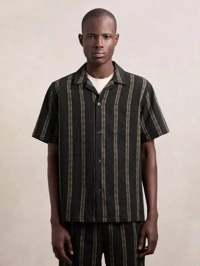LES DEUX BLACK LES DEUX COTTON TEXTURED STRIPE SHIRT