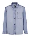 Les Deux Jacket Bleached Denim Overshirt In Blue