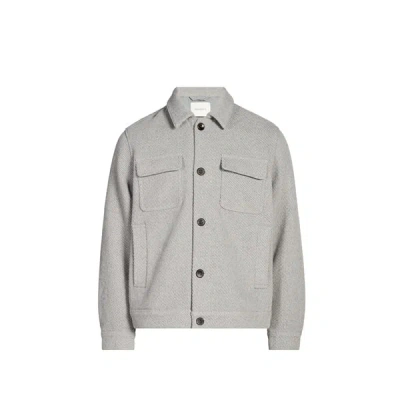 Les Deux Nash Twill Wool Jacket In Grey In Gray