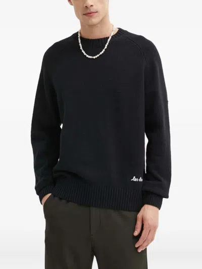 Les Deux Brad Raglan-sleeve Crew-neck Sweater In Black