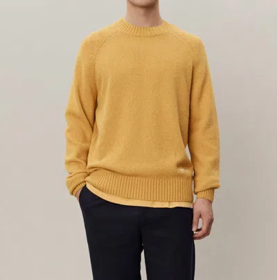 Les Deux Brad Round-neck Knit Sweater In Mustard Yellow In Multi