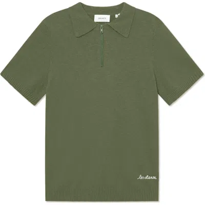 Les Deux Brad Zipper Cotton Polo In Green