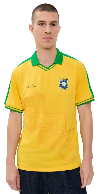 Les Deux Brazil Football Jersey Lemon Yellow In Animal Print