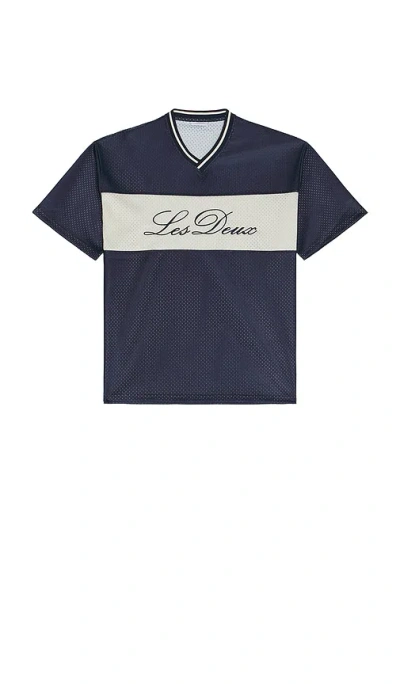 Les Deux Bronson Mesh Tee In Blue