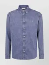 Les Deux Button-down Collar Denim Shirt With Long Sleeves In Blue