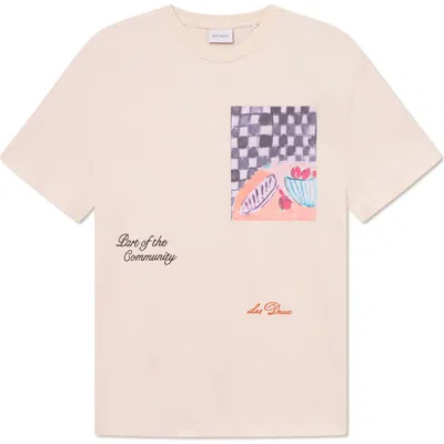 Les Deux Cena Relaxed Graphic T-shirt In Light Ivory