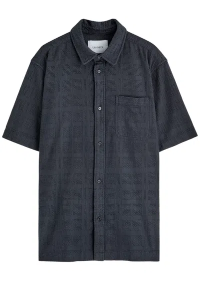Les Deux Charlie Embroidered Cotton Shirt In Blue