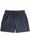 Les Deux Charlie Embroidered Cotton Shorts In Navy