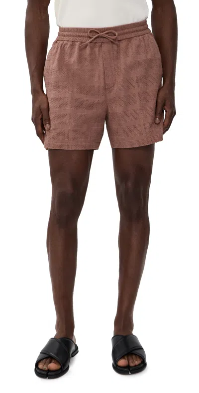 Les Deux Charlie Knit Shorts Cognac Red In Brown