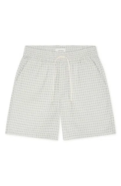 Les Deux Check Cotton Seersucker Drawstring Shorts In White