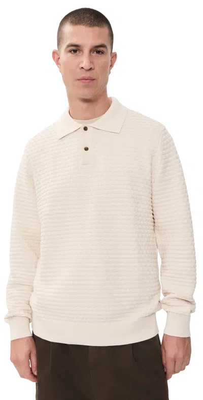 Les Deux Check Structure Knitted Polo Light Ivory