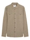 Les Deux John Printed Button Front Shirt In Brown
