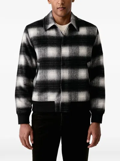 Les Deux Check-pattern Bomber Jacket In Black