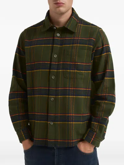 Les Deux Check-pattern Chest-pocket Shirt In Green