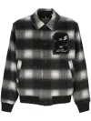 Les Deux Check-pattern Logo-patch Jacket In Black
