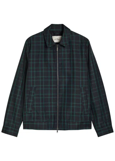 Les Deux Como Coach Checked Twill Jacket In Green