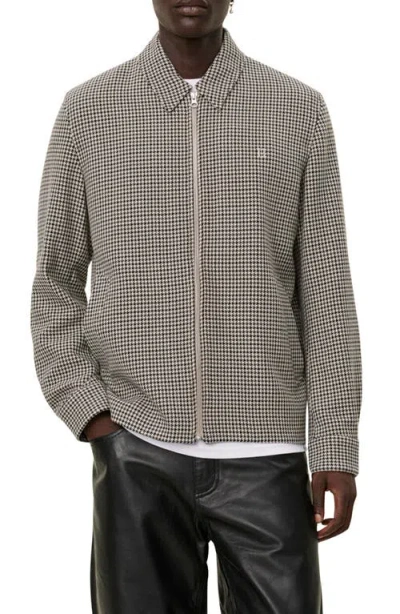 Les Deux Como Houndstooth Zip-up Coach's Jacket In Light Desert Sand/black