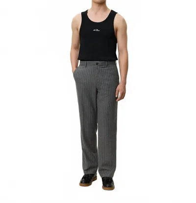 Les Deux Como Pinstripe Mouline Pant In Grey In Gray