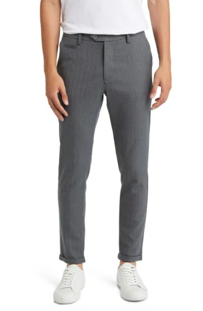 Les Deux Como Regular Fit Herringbone Suit Pants In Gray