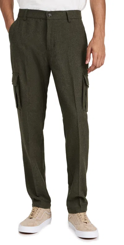 Les Deux Como Regular Fit Wool Cargo Suit Pants Forest Green Melange In Medium Green
