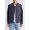 Les Deux Constantin Stripe Linen Blend Coach's Jacket In Dark Navy/ Ivory