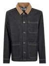 Les Deux Contrast-collar Denim Shirt Jacket In Black