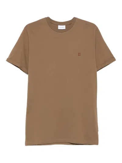 Les Deux Contrast Organic Cotton T-shirt In Brown