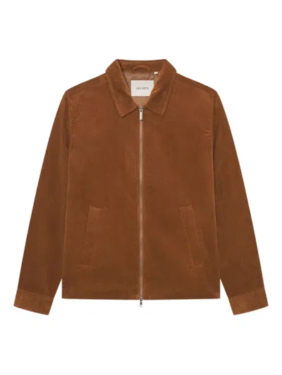 Les Deux Corduroy Zip-front Overshirt In Brown