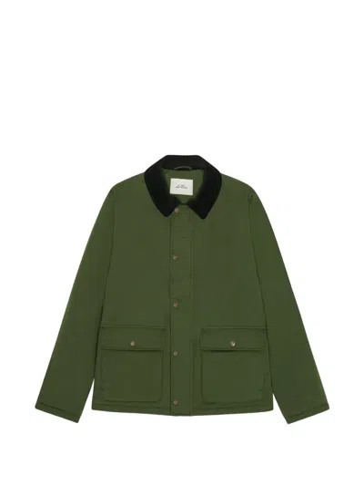 Les Deux Corduroy-collar Flap-pocket Jacket In Green