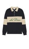 Les Deux Cory Zipper Rugby Sweatshirt In Blue