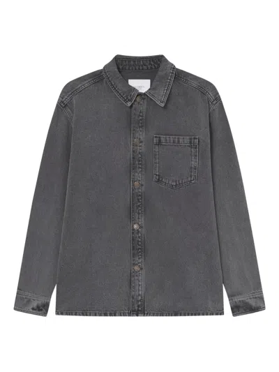 Les Deux Cotton Denim Shirt In Gray