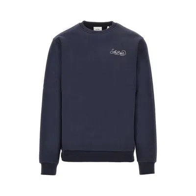Les Deux Cotton Sweatshirt With Logo Print In Blue