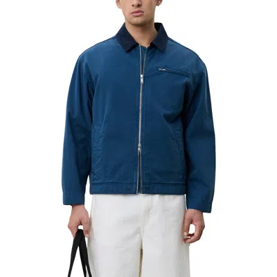 Les Deux Cotton Twill Zip Jacket In Blue