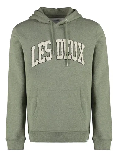 Les Deux Crane Cotton Hoodie In Green