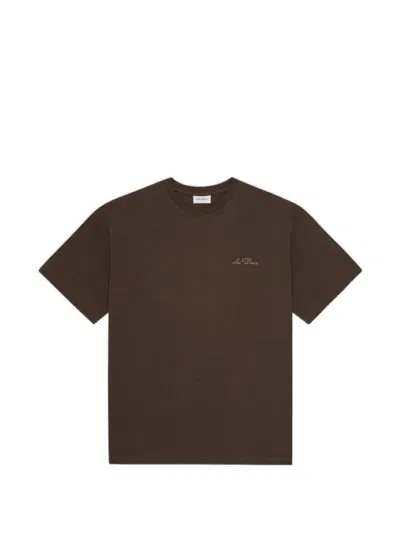 Les Deux Crew Cotton T-shirt In Brown
